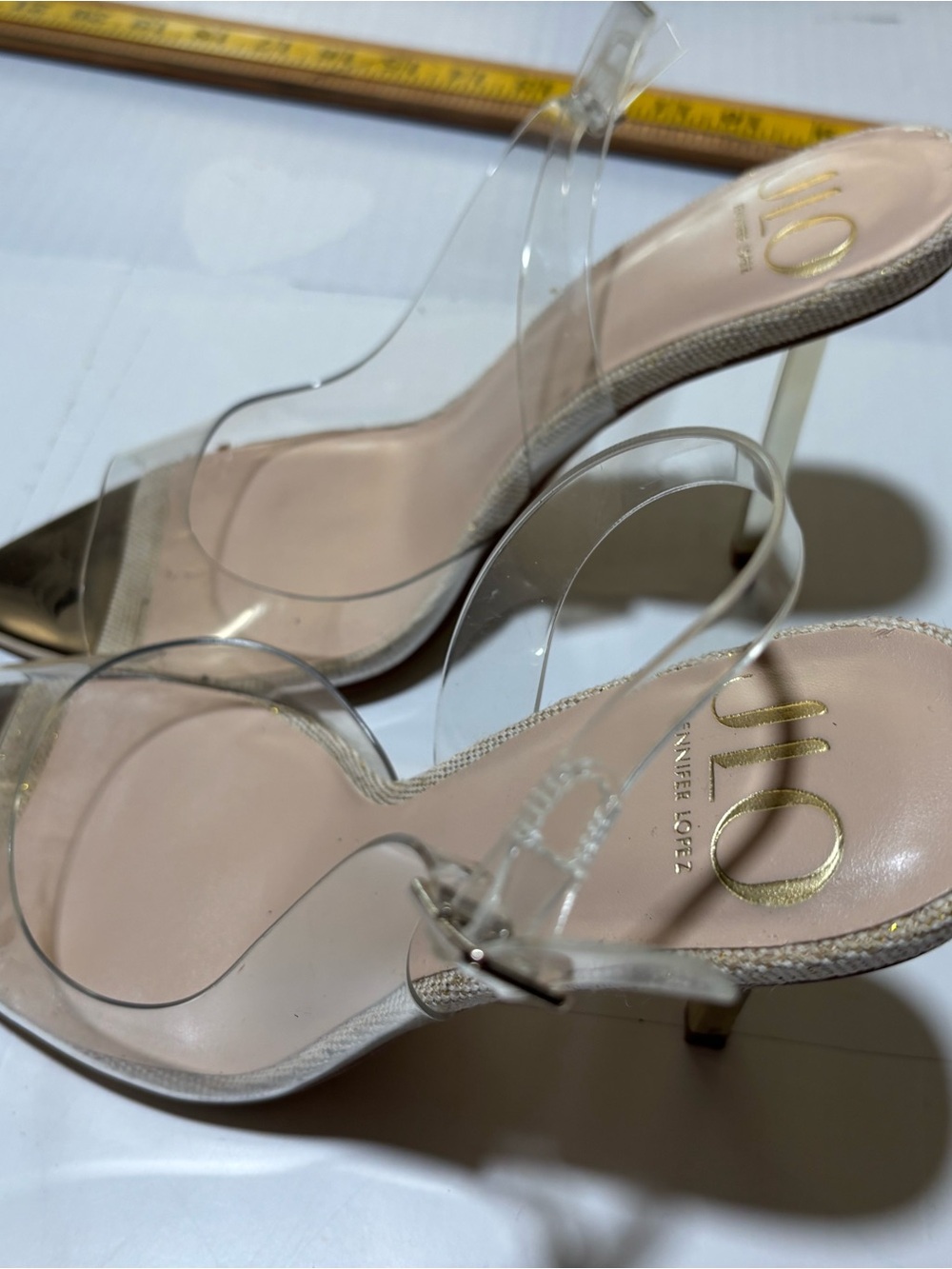 Jennifer Lopez Clear Strap Nude and Gold Stiletto Heels 39 - Picture 15 of 15